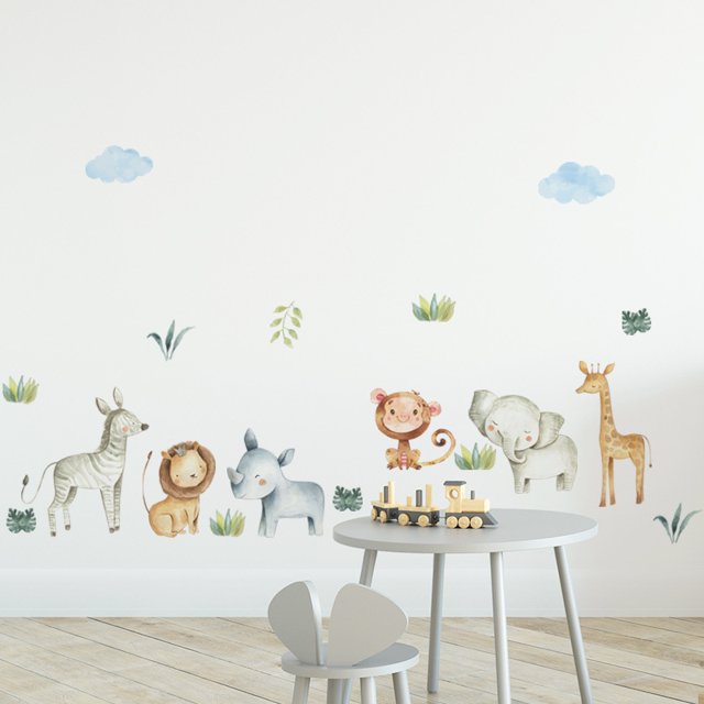 Conjunto de pegatinas de pared TUNC diseño de animales de la selva para dormitorio sala de juegos cocina sala de estar oficina Sencillez