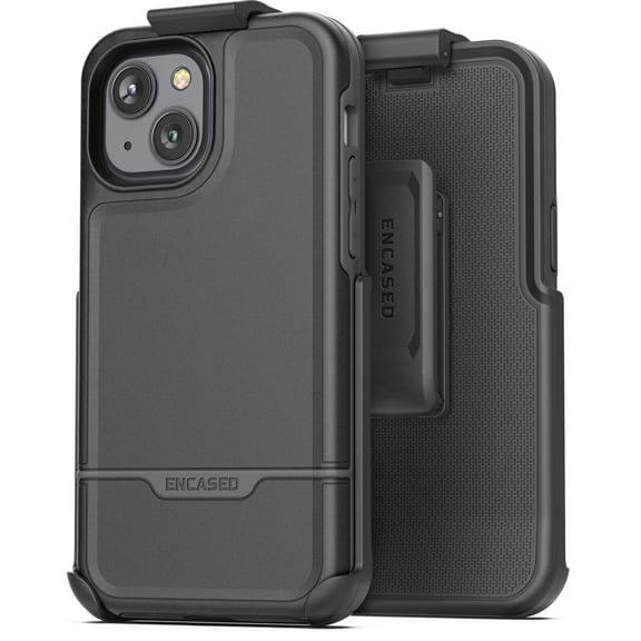 Encased Rebel Holster Designed for iPhone 14 Case with Belt Clip - Ultra Protective Heavy Duty Phone Case (Black)