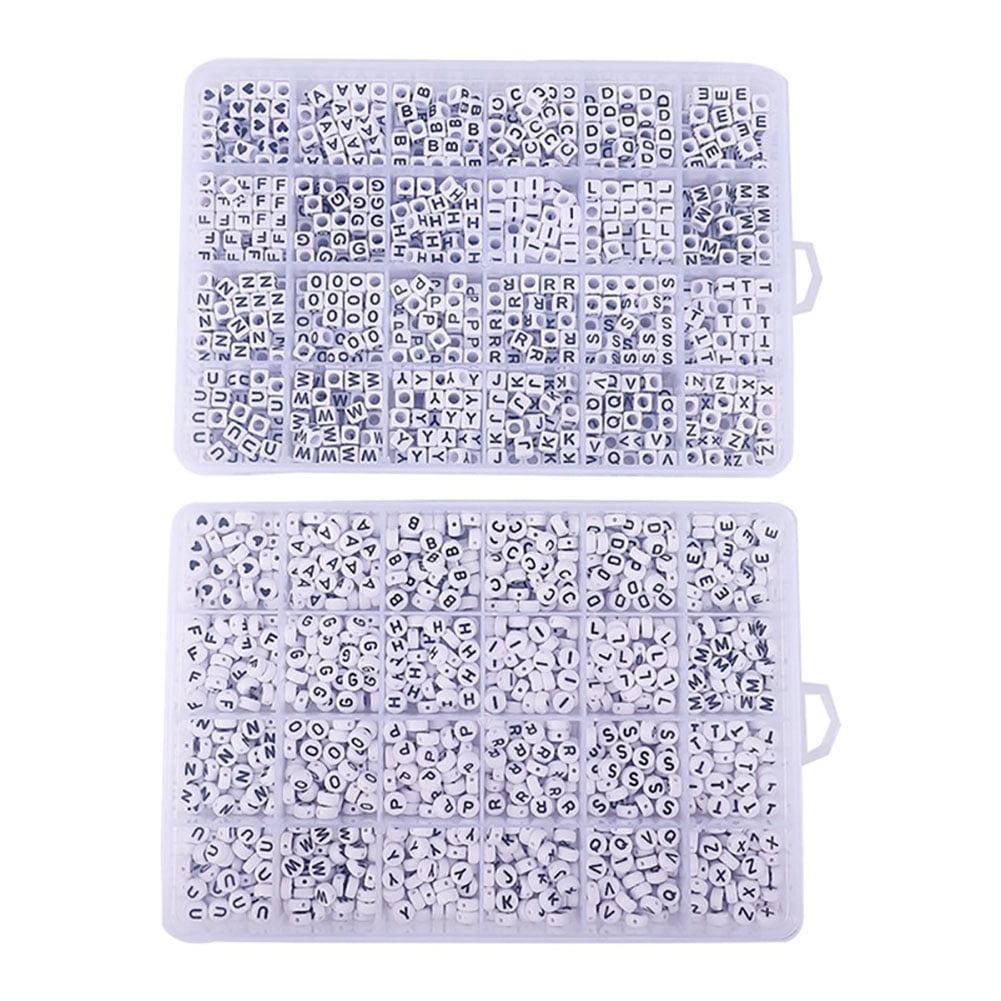 Letter Bead Set Bead Accessories with 24 Grids Storage Box DIY Plastic Bead Material Heart Pattern Beads for Beaded Bracelet Necklace Keychain Jewelries Pendant and Ornaments 960 Pieces