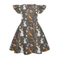 thumbnail image 4 of yuCgh Girls Easter Dress with Flutter Sleeves, A-Line T-Shirt Style Summer Party Dress, Lightweight & Comfortable Easter Dress for Kids,Orange 140, 4 of 4