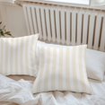 thumbnail image 6 of Throw Pillow Covers 20x20 Inch Set of 2, Cream Striped Waterproof Outdoor Pillow Covers, Modern Farmhouse Cream White Stripes Decorative Cushion Pillowcases for Couch, Sofa, Bed, Garden, Patio, 6 of 9