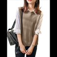 thumbnail image 1 of Suéter Sin Mangas de Cuello Redondo para Mujer, Jersey de Punto Acanalado, Chaleco Caqui XL, 1 of 7