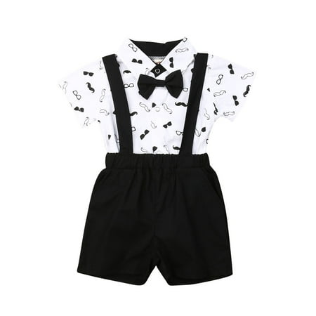

Newborn Kids Baby Boy Gentleman Clothes Romper Shirt+Bib Pants Outfit Set Summer