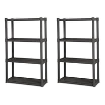 2-Pack 4 Shelf Unit, Heavy-Duty Shelving Storage and Utility Rack - Standing Plastic Organizer Shelves for Kitchen, Bathroom, and Garage