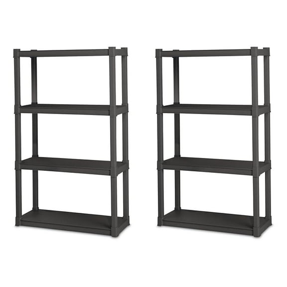 2-Pack 4 Shelf Unit, Heavy-Duty Shelving Storage and Utility Rack - Standing Plastic Organizer Shelves for Kitchen, Bathroom, and Garage