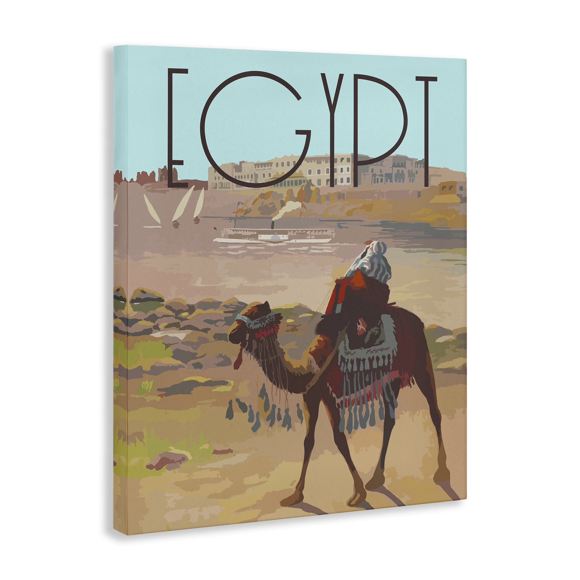 Stupell Industries Egypt Camel Scene Landscape & Nature Painting Wrapped Canvas Art Print Wall Art, 36 x 48
