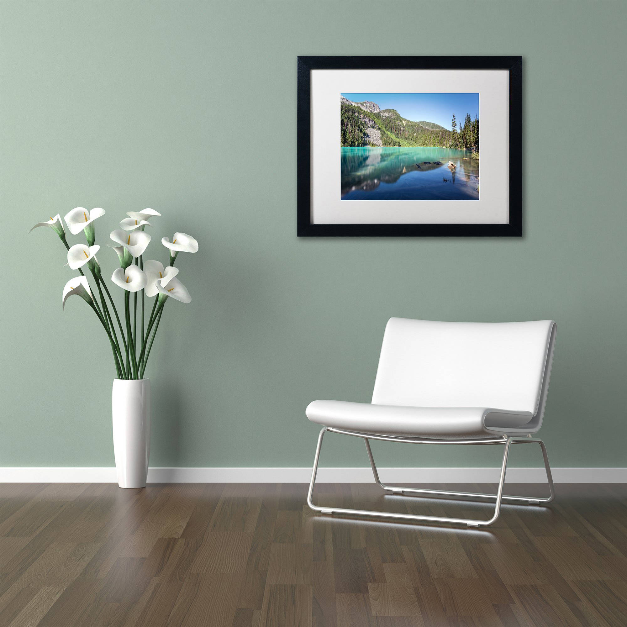 Trademark Fine Art 'Blue Joffre Lakes' Canvas Art by Pierre Leclerc, White Matte, Black Frame