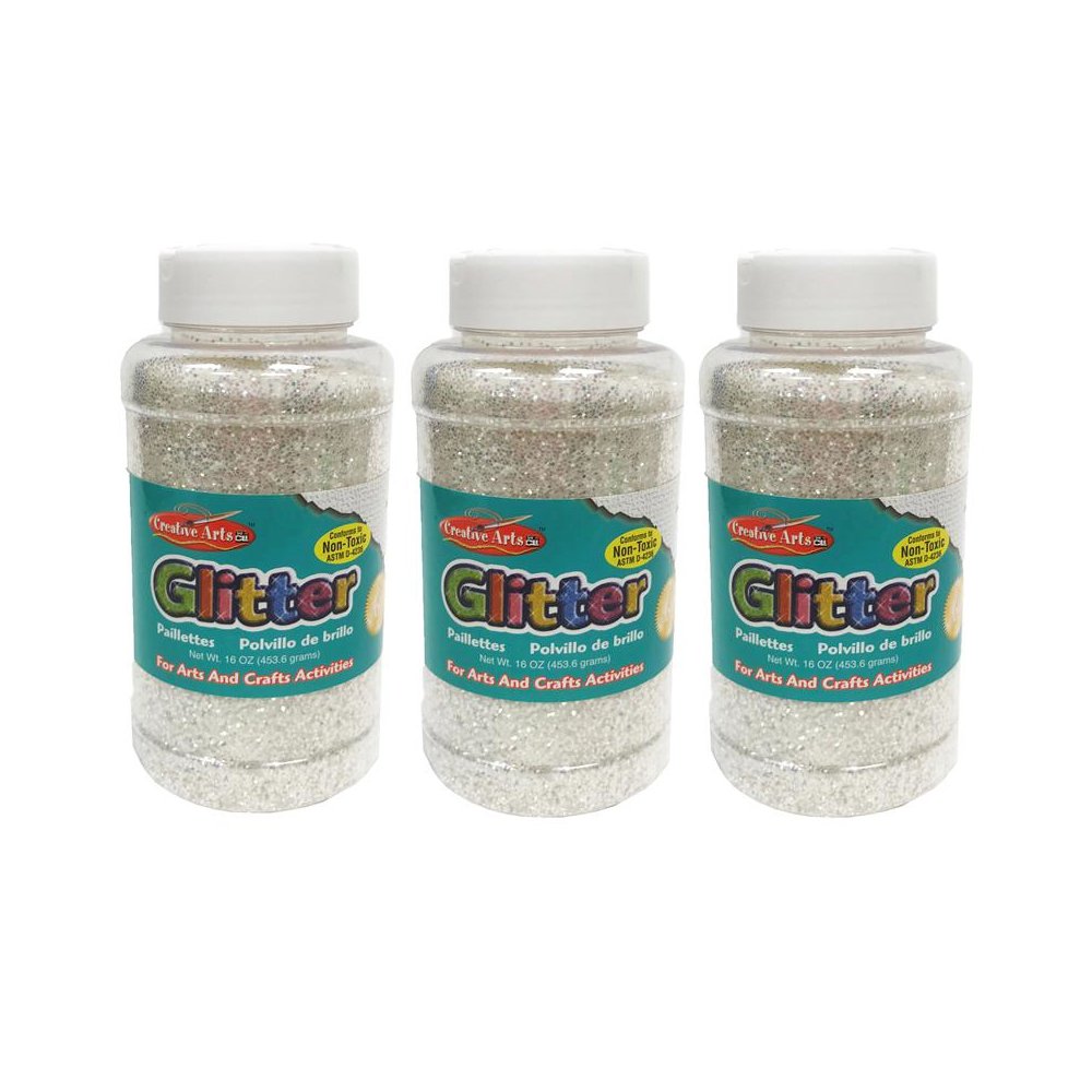 Charles Leonard Creative Arts Glitter, 1 lb. Bottle, Iridescent, Pack of 3