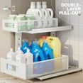 thumbnail image 4 of 2 Pack Under Sink Organizer With Next-Gen Ball-Bearing Slides,2-Tier Pull Out Cabinet Storage,Height Adjustable Drawer Shelf for Bathroom,Kitchen,Laundry,Cabinet,Pantry(Patent Pending), 4 of 8