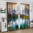 thumbnail image 5 of Nature Kitchen Curtains Landscape Theme Spring Forest Lake Mist Mountain Scenery Scene Design Print Pattern Rod Pocket Waterproof Window Drapes for Bathroom Bedroom Office 2 Panels 26 x 36 Inch, 5 of 5