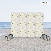 Miumaeov Artificial Roses Flower Panels Silk Fabric Floral Wall Backdrop Mats for Wedding Engagement Party Event Decor 15x15 White 12PCS