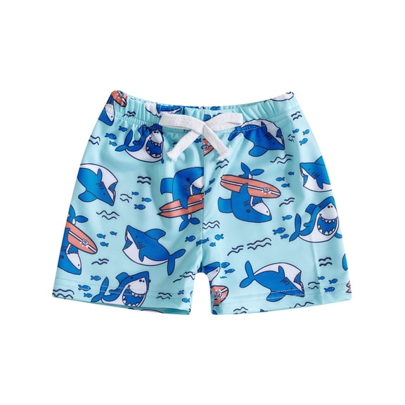 Byoo Toddler Boy's Built-In Liner Swim Trunks Tropical Print Pool Athletic Shorts Quick Dry Swimwear,Sky Blue