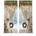 thumbnail image 2 of Upgraded Christmas Rod-Through Champagne Tied Christmas Ball Wreath Outdoor Printed Decorative Curtains K, 2 of 4