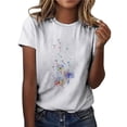 thumbnail image 2 of Fesfesfes Workout Shirts for Women Casual T-shirt Printed Round Neck Short Sleeve Pullover Blouse Tops Short Sleeve Workout Tops for Women S(US:4), 2 of 5