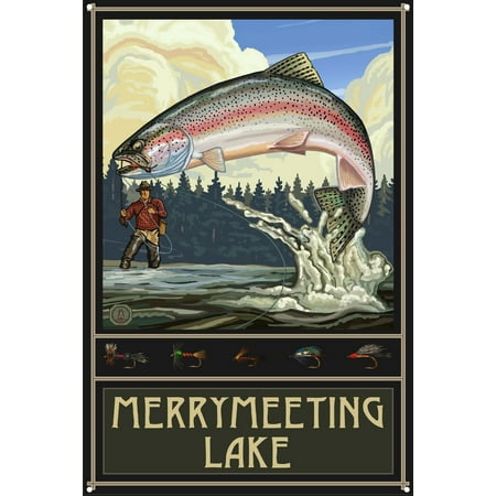 Merrymeeting Lake New Durham New Hampshire Rainbow Trout Fisherman Forest Metal Art Print by Paul A. Lanquist (12