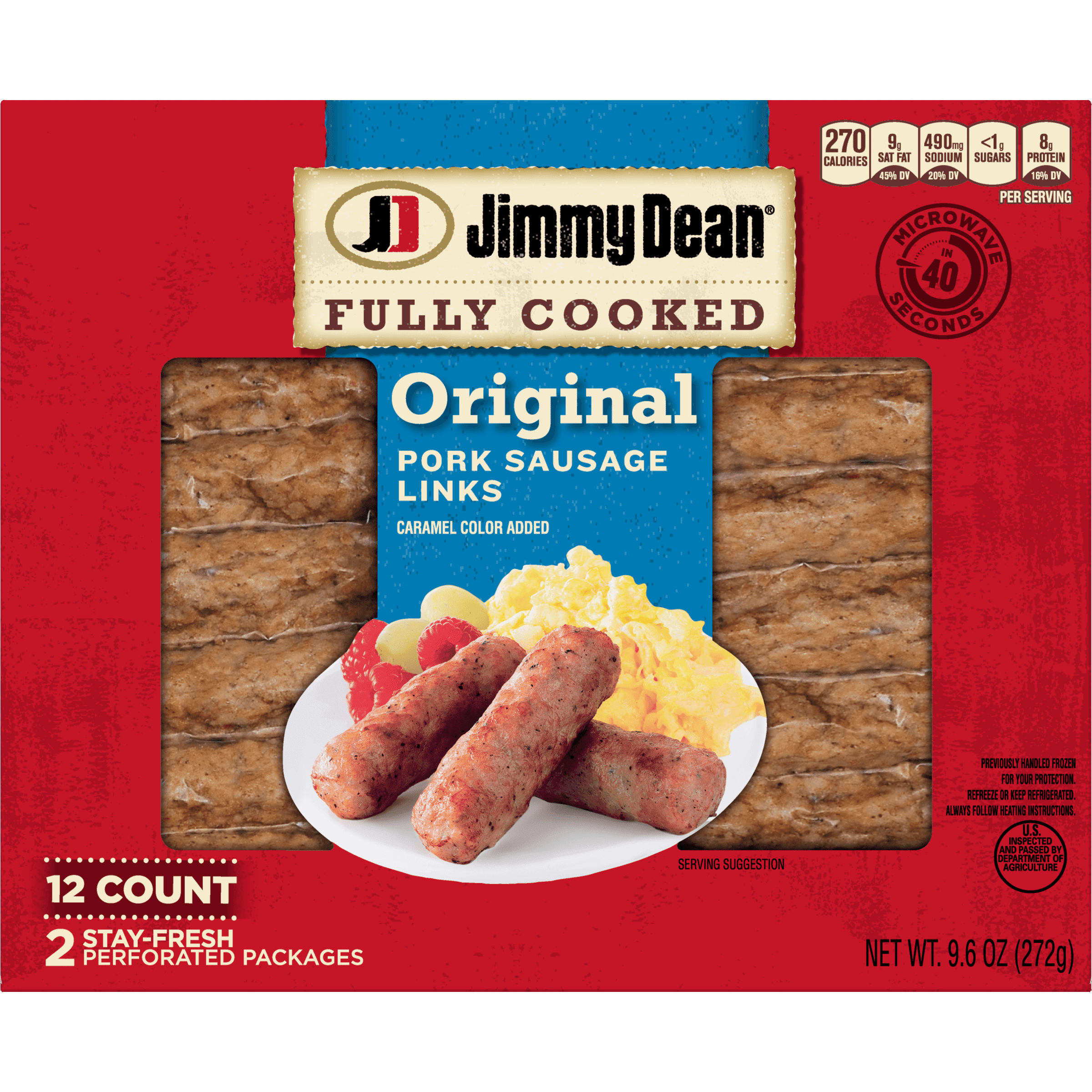 Jimmy Dean® Fully Cooked Original Pork Sausage Links, 12 Count