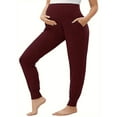 thumbnail image 4 of Yawrut Women's Wine red Maternity Pants, Casual High Waist Abdominal Support Leg Bundle Sports Casual Pants, 4 of 7