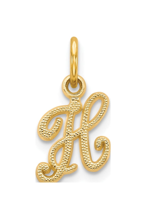 14K Yellow Gold 14Ky Script Letter H Initial Charm Made In United States c564h