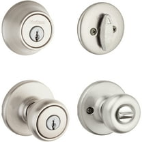 Kwikset Tylo Entry Doorknob and Deadbolt Satin Nickel