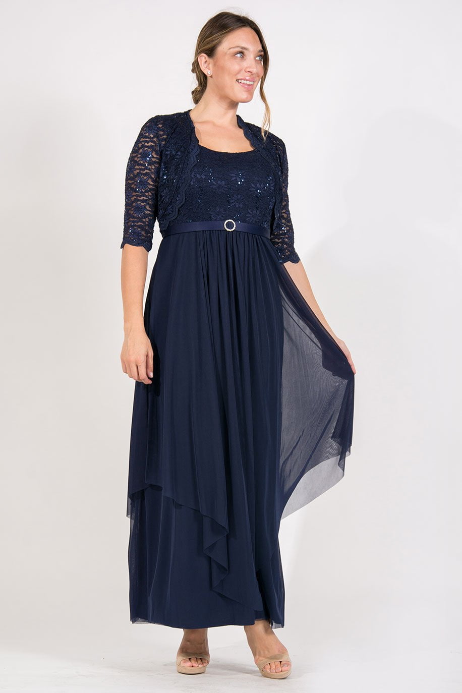 slimming navy blue dress