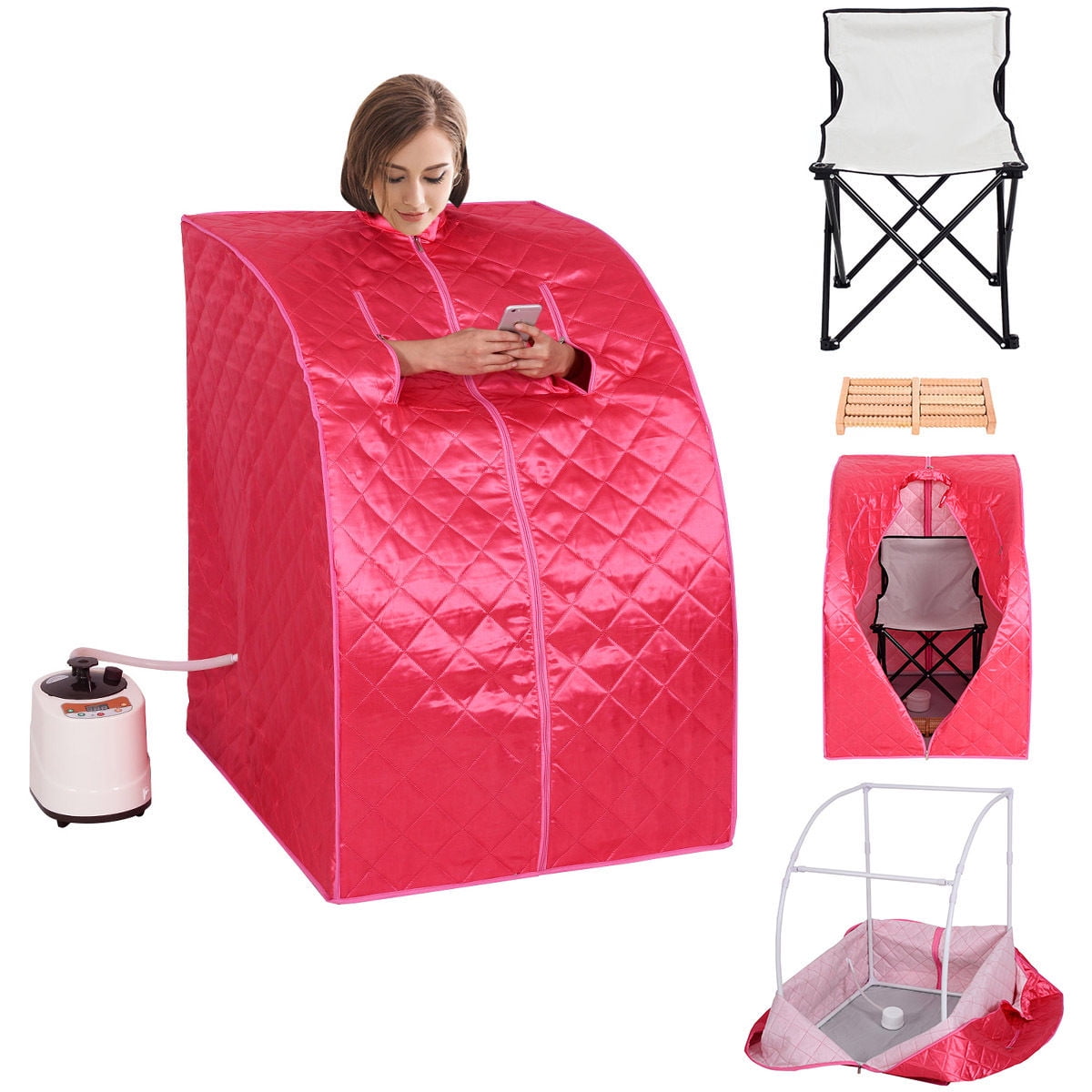 Costway Portable 2L Steam Sauna Spa Full Body Slimming Loss Weight Detox Therapy w Chair by Costway