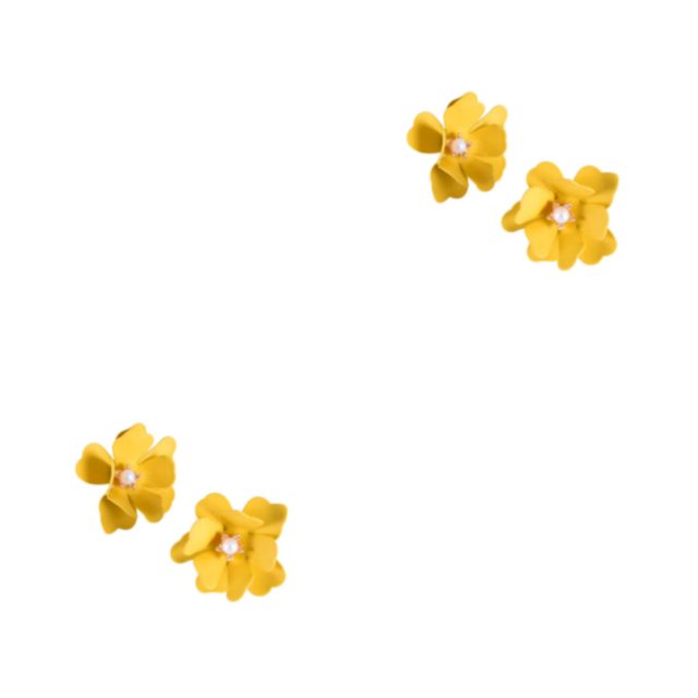 Pendientes de perlas de flores Qarigey 2 uds Stud moda gota de oreja dulce temperamento geométrico Amarillo 2piezas