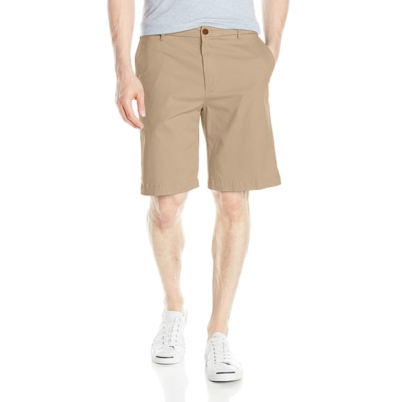 IZOD FLAT FRONT SHORTS - CEDARWOOD KHAKI, SIZE 42W