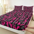 thumbnail image 4 of Homewish Pink Grey Stripes Cheetah 3-Piece Twin Sheet Set, Farmhouse Bedding, 4 of 8