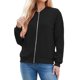 thumbnail image 2 of Suéter Tipo Cárdigan con Cremallera para Mujer, Sudadera con Capucha, Chaqueta de Larga, Conjuntos de Cuello Redondo, Abrigo Informal. Negro L, 2 of 10