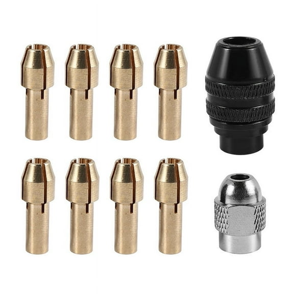 Drill Chuck Collet Set for ,1/32inch to 1/8inch Replacement 4486 Keyless Bit with Replacement Rotary Drill Nut Set,1 set x Drill Chuck Collet Set for Dremel,Gold & Black