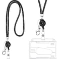 thumbnail image 1 of High Quality Crystal Neck Lanyard, Rhinestone Id Badge With Retractable Reel For Professional Use, Black, 40cm/15.75in, 1 of 5