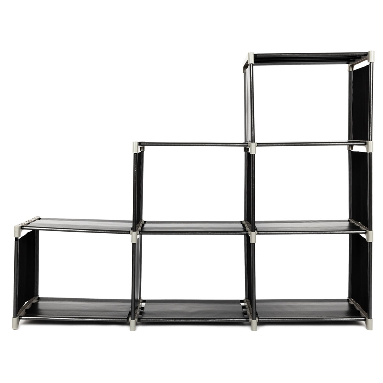 YINGYUE 3 Tier 6 Cube Modular Storage Organizer, Black Assembled Steel Frame Cube Storage Shelf for Bathroom Bedroom Kitchen Office