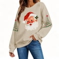 thumbnail image 7 of Women's Christmas Santa Print Sweatshirt, X-mas Party Holiday Crewneck Long Sleeve Fleece Lined Relaxed Tops, S-XXL, 7 of 7