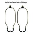 thumbnail image 2 of Lamp Harp Kit - 8 Inch Long Antique Brass Harp Lamp Shade Attachment - Complete Lamp Harp Set Includes Harp, Saddle and Finial - Lampshade Holder Attachments for Table and Floor Lamps (2 Pac, 2 of 6