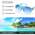 thumbnail image 3 of FEISEDY Square Flat Top Shield Sunglasses One Piece Frameless Stylish Women Men UV400 B2765, 3 of 14