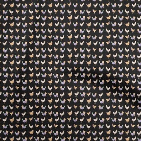 oneOone Velvet Black Fabric Birds Rooster Diy Clothing Quilting Fabric Print Fabric By Yard 58 Inch Wide
