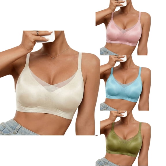 Antinious Women Seamless Bras Padded Cup Solid Soft Breathable Comfortable Supportive