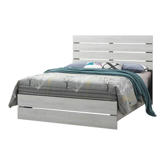 Eastern King Bed with Panel Headboard and Footboard, White