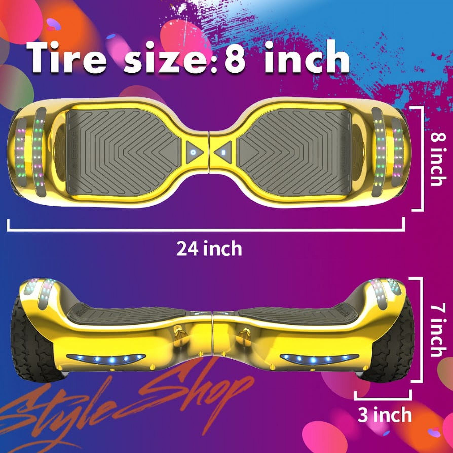 Hoverboard All Terrain LED Flash Wide All Terrian Wheel with Bluetooth Speaker Dual LED Light Self Balancing Wheel Electric Scooter Chrome Gold