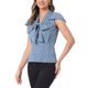 thumbnail image 4 of Blusa de mujer INSPIRE CHIC con lunares, cuello con lazo, mangas acampanadas, top para trabajar en color gris azul, 4 of 6