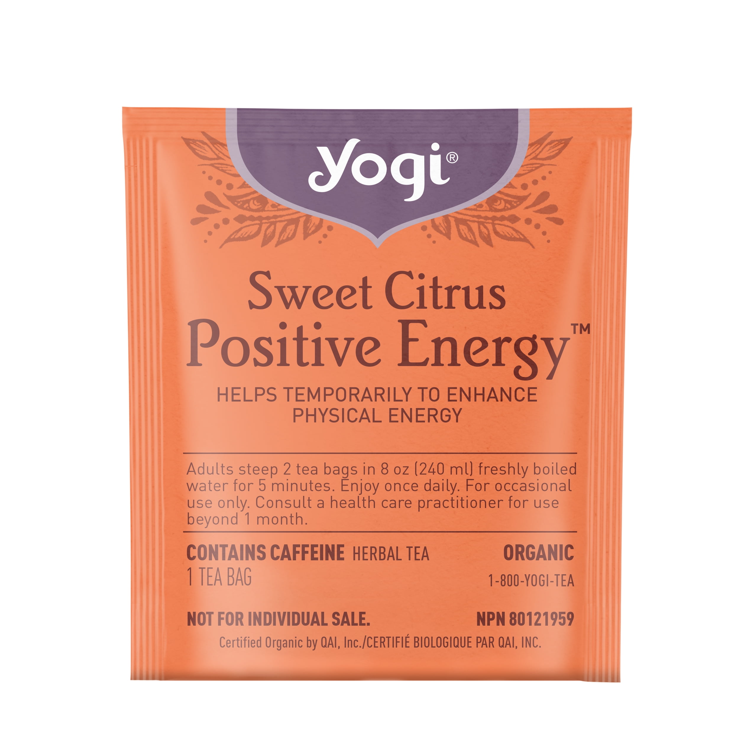 Yogi Sweet Citrus Positive Energy, Contains Caffeine Black Tea Bags