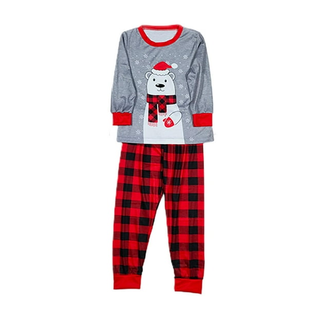 Pyjamas pour Enfants de Noël à Manches Longues Col Rond