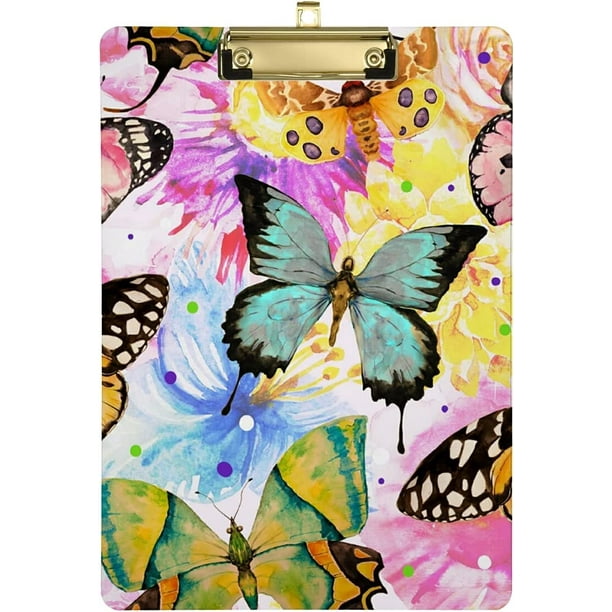 FMSHPON Watercolor Butterfly Clipboard Hardboard Wood Nursing Clip