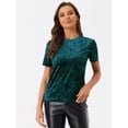 thumbnail image 3 of Disfraz de navidad Camiseta Terciopelo Sólida Casual De Manga Corta Con Cuello Redondo Para Mujer Azul Verde XS, 3 of 5