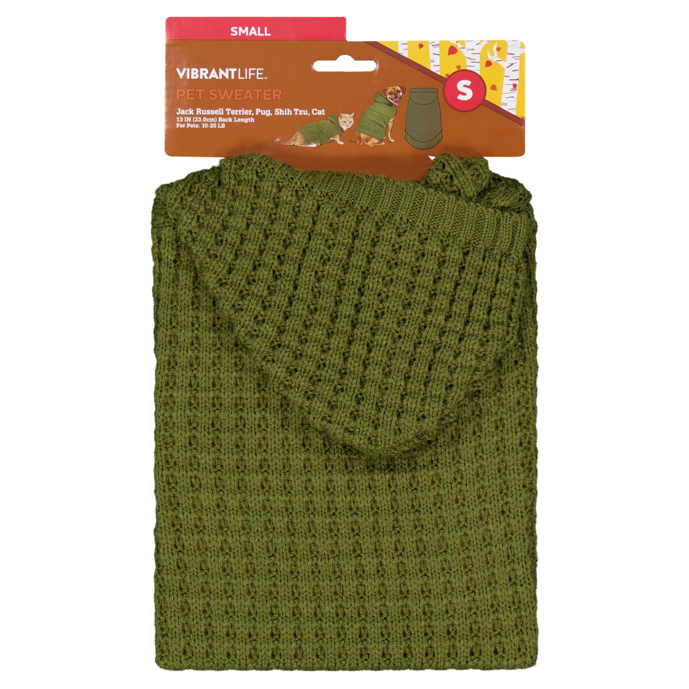 Vibrant Life Waffle Knit Sweater for Dogs and Cats, Green, S