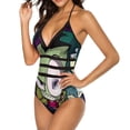 thumbnail image 2 of Cartoon Invader Zim Women's Swimwear Strap One Piece Backless Tummy Control V Neck Swimsuit Summer Beach Vacation Bathing Suit, 2 of 7