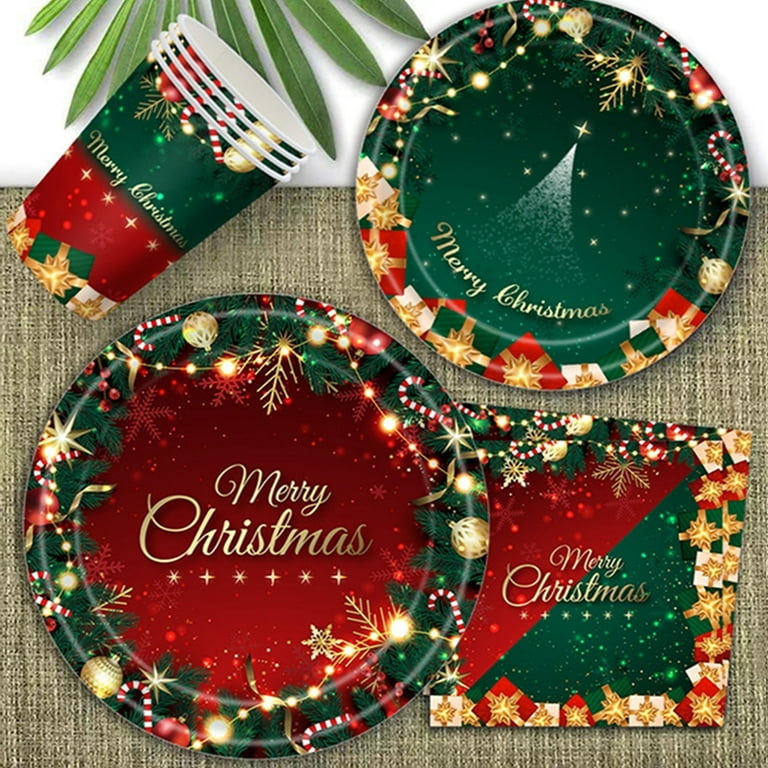 Christmas Gift Merry Christmas Disposable Tableware Christmas Decorations  For Home Cristmas Ornament Xmas Navidad Gift New Year