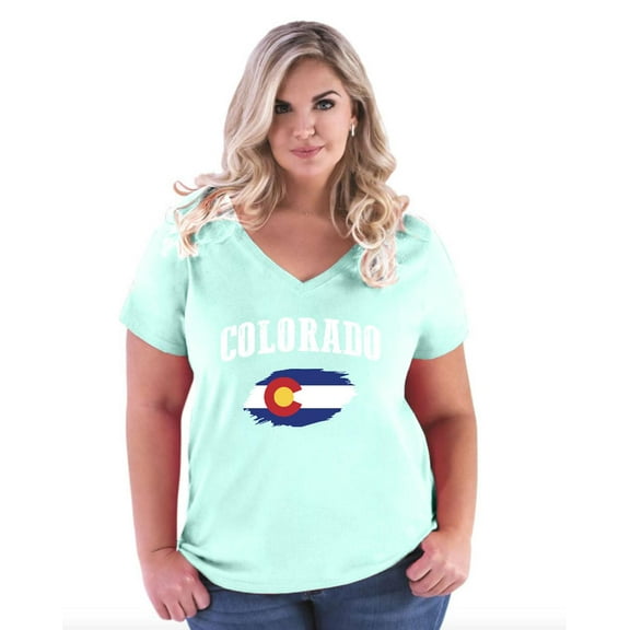 Normal is Boring - Women's Plus Size V-neck T-Shirt, up to Size 28 - Colorado Flag