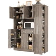 thumbnail image 3 of Euroco Extra Deep Buffet Cabinet with Hutch and Pull-Out Side Cabinet on Wheels, 52.8'' Kitchen Pantry with Adjustable Shelves, Coffee Bar Sideboard Storage Cabinet, 3 of 9