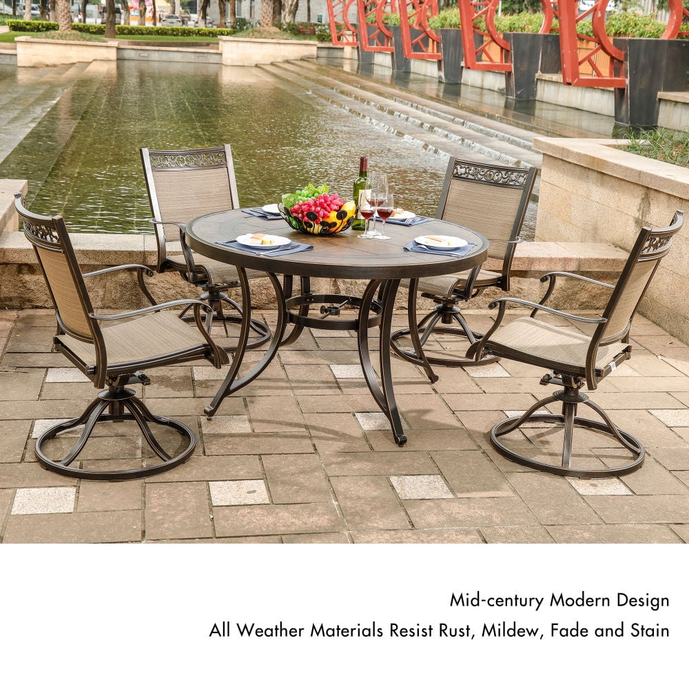Veryke 5Piece Patio Bistro Dining Set with Outdoor Swivel Rocking